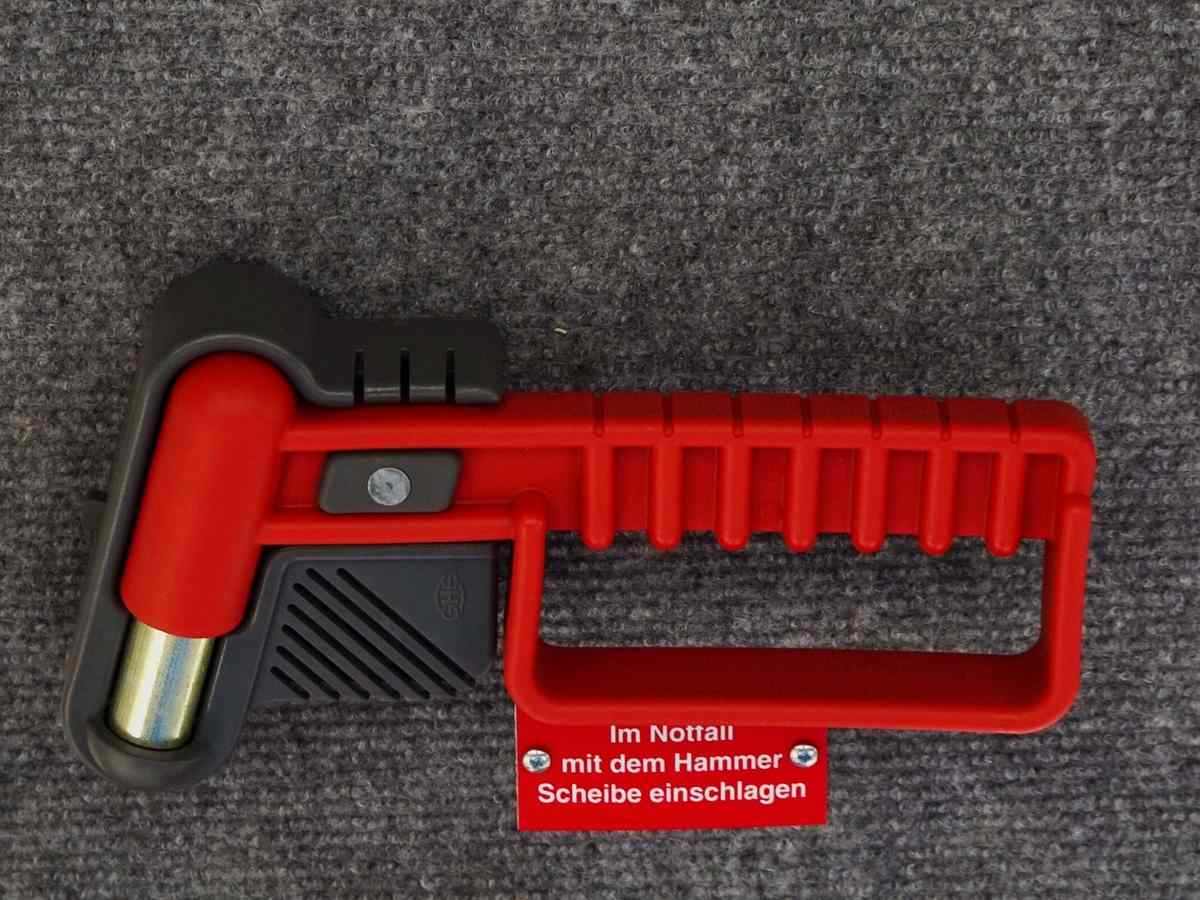 Marteau de secours avec manche rouge et tête noire